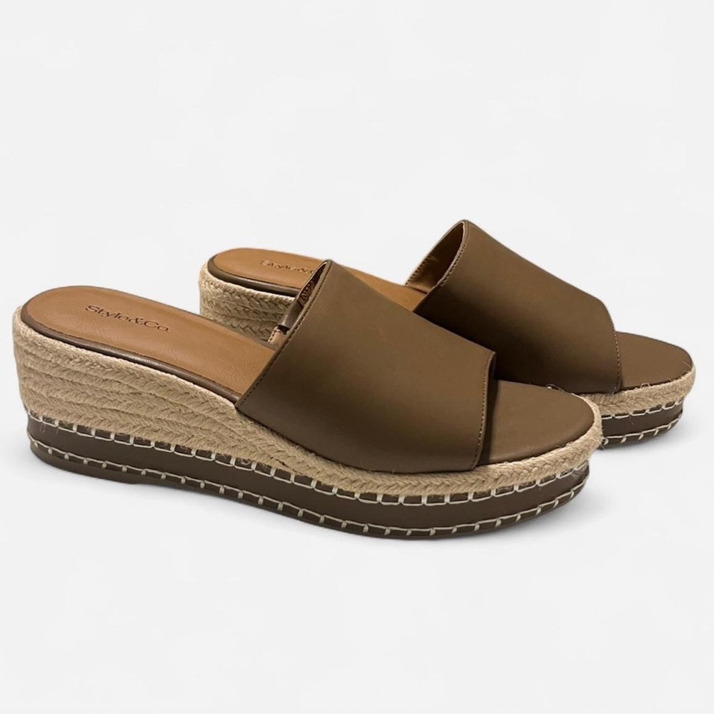 Style & Co Brown Wedge Sandals with Cork Sole